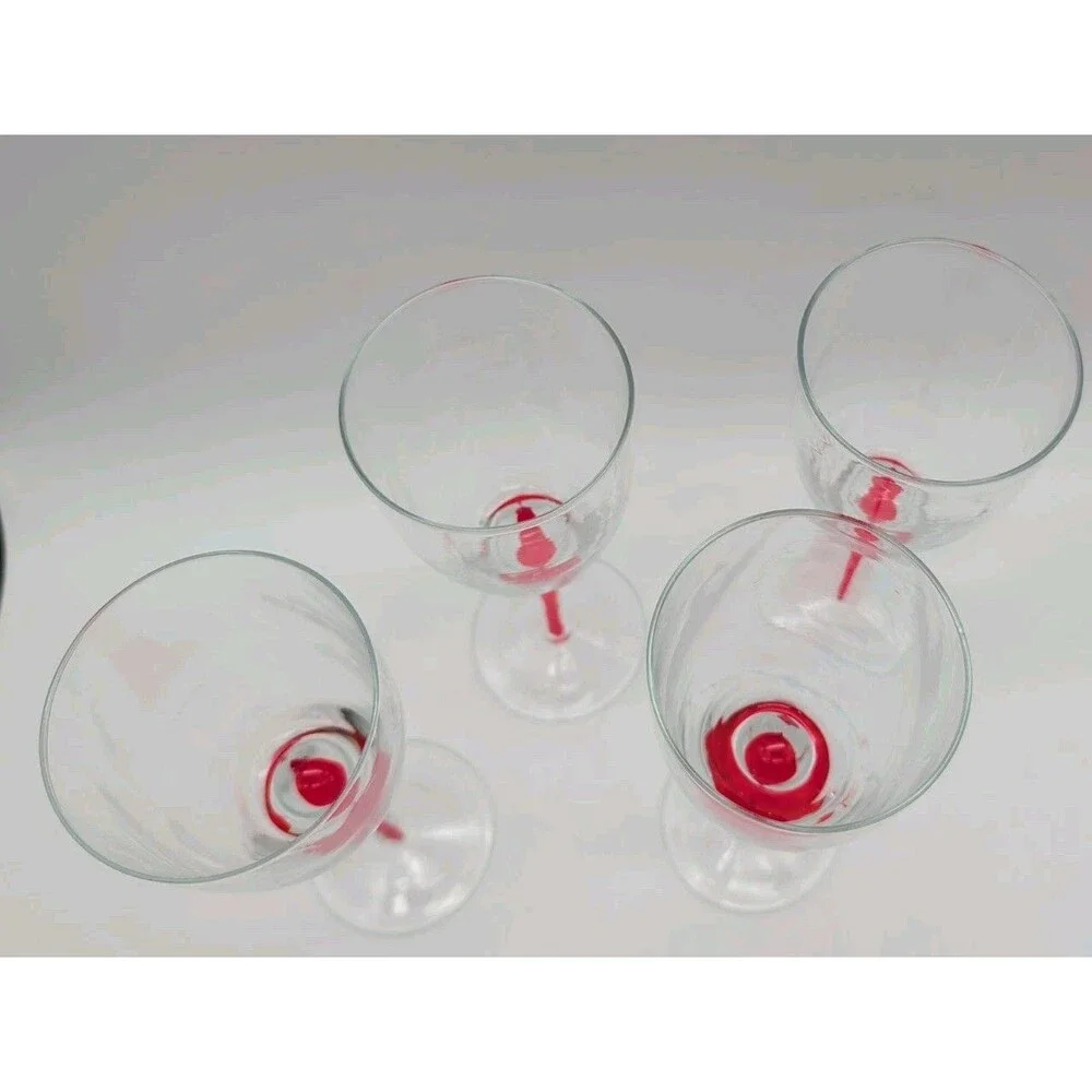 Pier 1 Red Teardrop Water Goblets 8.25